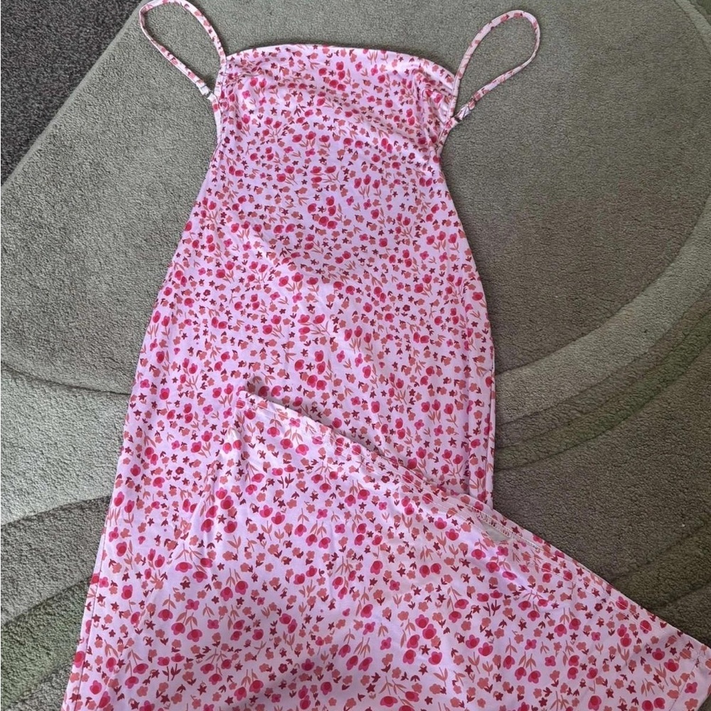 Floral Pink Spaghetti Strap Dress